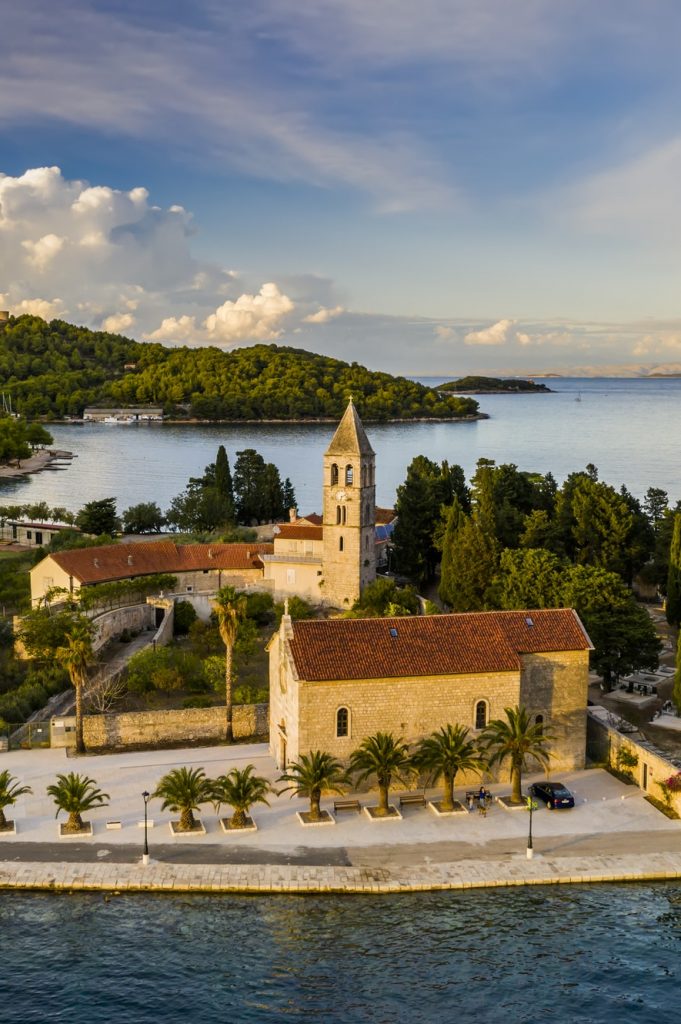 Aerial view of Vis town on Vis island, Croatia