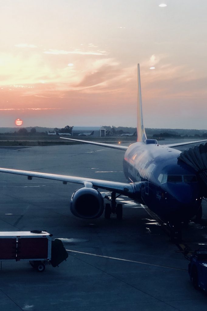 Early morning sunrise at the airport.